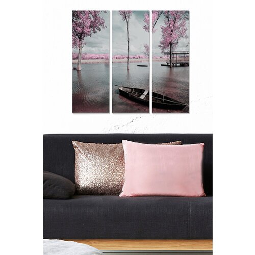 Wallity MDF104077472 multicolor decorative mdf painting (3 pieces) Cene