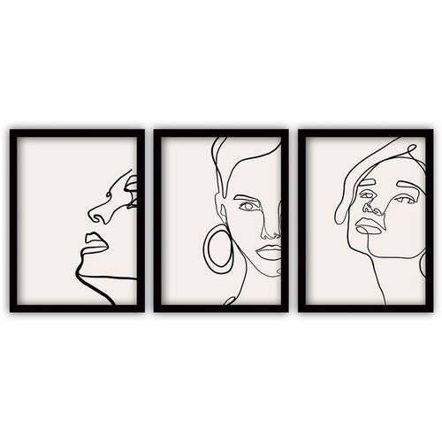 Vavien Artwork set od 3 slike u crnim okvirima lines, 35 x 45 cm Slike