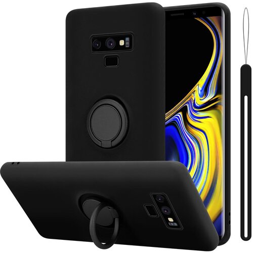 Cadorabo Ohi&amp;scaron;je, združljiv s Samsungom v tekoči črni barvi - za&amp;scaron;čitni pokrov iz fleksibilnega silikona TPU z obročem, (20590248) Slike