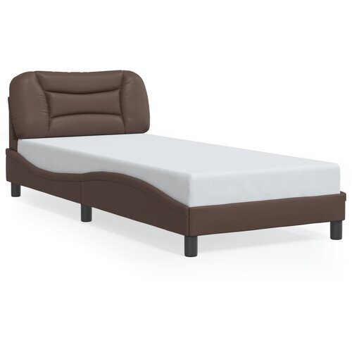  The Living Store Posteljni okvir z LED lučkami rjav 90x200 cm umetno usnje - Posteljni Okvir, (21447485) Slike