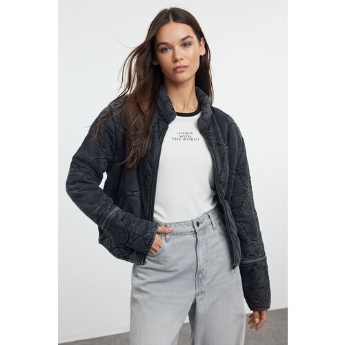 Trendyol Anthracite Oversize Cotton Quilted Puffer Jacket Slike