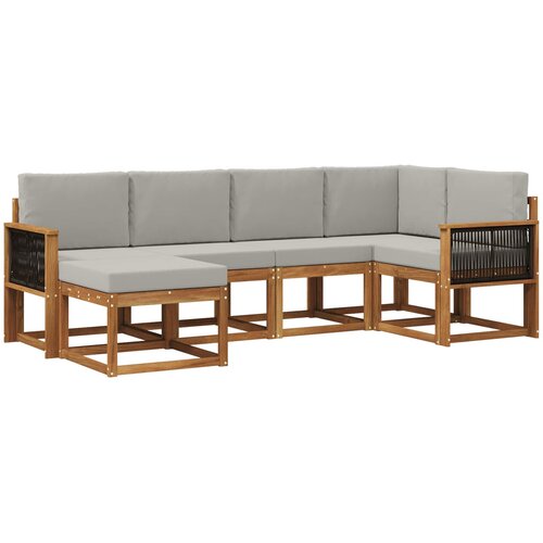  Set vanjskih sofa 6 kom. Prirodna i svjetlosiva Smeđa 247 x 128,5 x 73 cm Slike