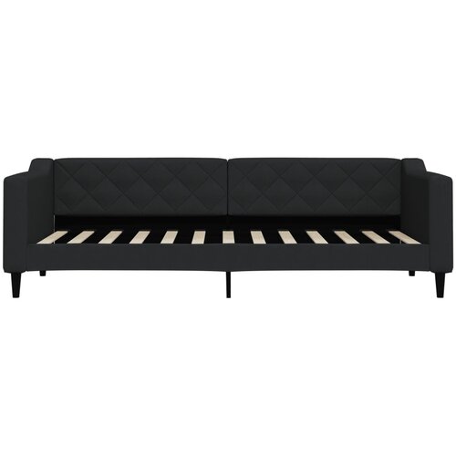  Dnevni krevet s madracem crni 80 x 200 cm od tkanine Slike