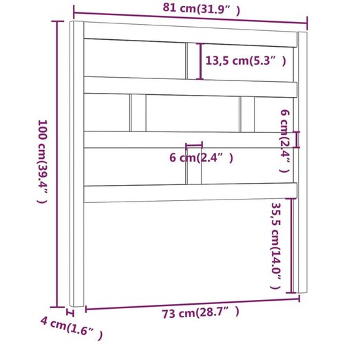  Uzglavlje za krevet 81 x 4 x 100 cm od masivne borovine Slike