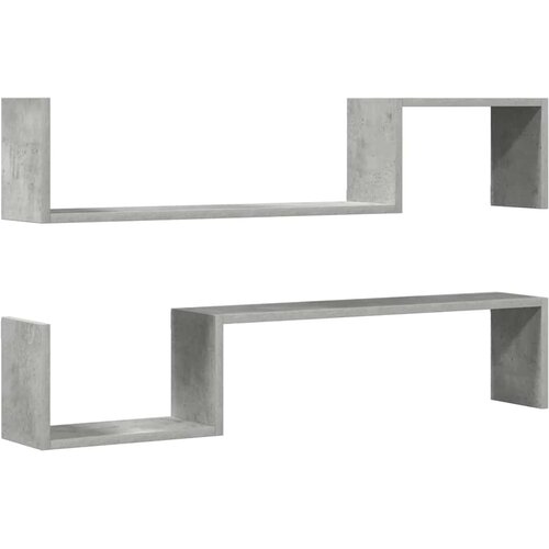  Zidne police 2 kom siva boja 100 x 15 x 20 cm konstruirano drvo Slike