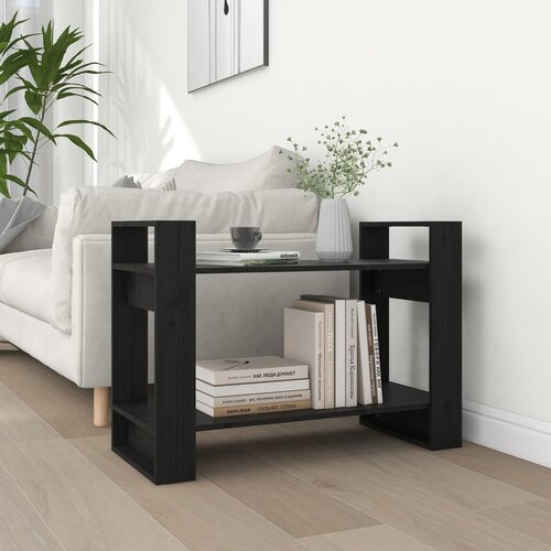 The Living Store Knjižna omara/pregrada črna 80x35x56,5 cm trdna borovina - Knjižna Omara, (21431316) Slike