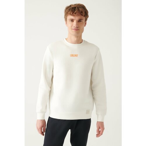 Avva White Crew Neck Printed Standard Fit Regular Fit Unisex Sweatshirt Slike