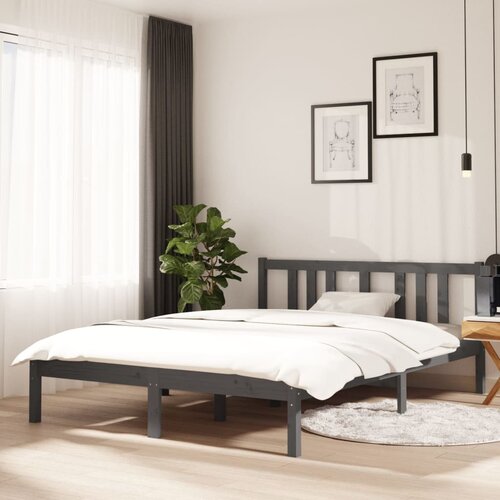  Okvir za krevet od masivnog drva sivi 135 x 190 cm bračni Cene