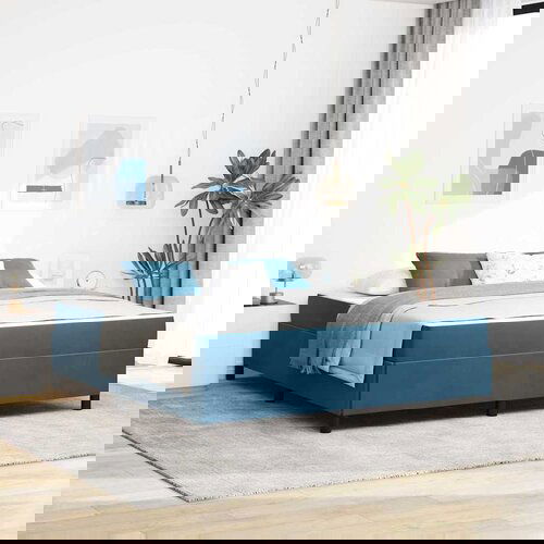 vidaXL Krevetna konstrukcija Tamnoplava i bijela 180 x 200 cm Baršun Cene