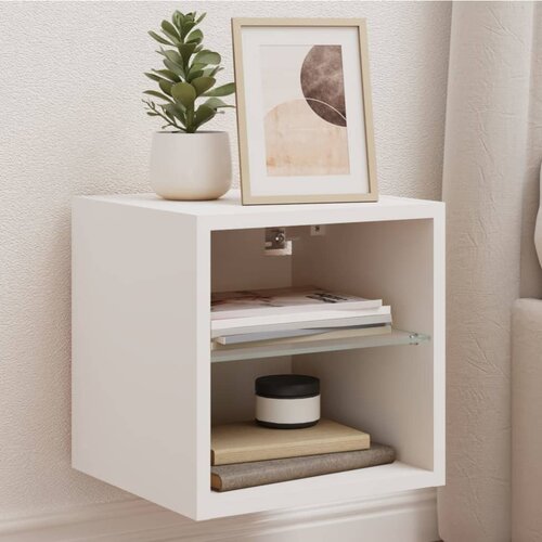 The Living Store Stenske TV omarice z LED lučkami 2 kosa bele 30x28,5x30 cm - TV Stenska Omarica, (21670950) Cene