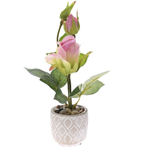 Diker HOME Ve&amp;scaron;tačka ruža u keramičkoj saksiji 28 cm roze Slike