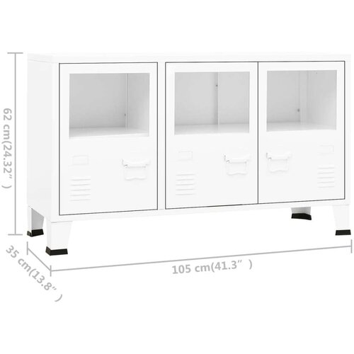  Komoda bela 105x35x62 cm kovina in steklo Cene