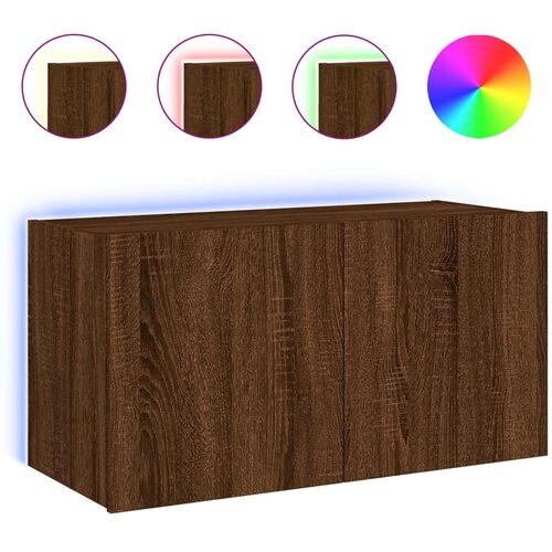 Maison Chic Stenska TV omarica - TV stojalo - Televizijska omarica z LED lučkami rjavi hrast 80x35x41 cm, (21701671) Cene