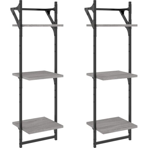 Maison Chic 2 kosi Stenske Police - Viseče police s prečkami siva sonoma 30x25x100 cm, (21793674) Slike
