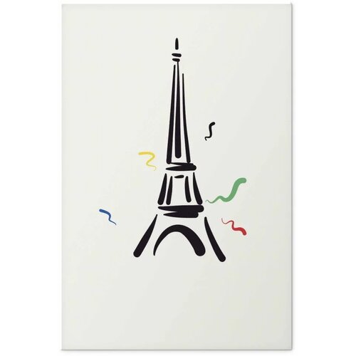  Plakat - Black Illustration of the Eiffel Tower on a Light Background 29.7x42 Bez okvira Cene