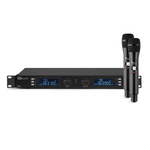 power dynamics PD632H 2X, 20-kanalni set UHF brezžičnih mikrofonov, 2 x ročni mikrofon, črne barve