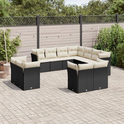 vidaXL 11-dijelni set vrtnih sofa od poliratana s jastucima crni Cijene