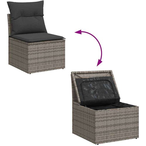 vidaXL 6-dijelni set vrtnih sofa poliratan i bagrem s jastucima sivi Cene