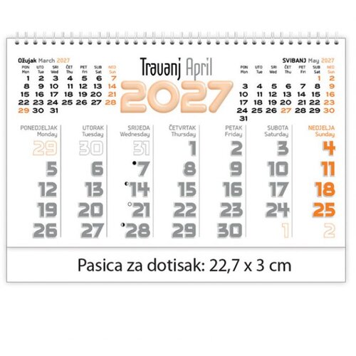  KALENDAR STOLNI PLANER - DVOTEDENIK &amp;quot;CROATIA&amp;quot; 30 LISTOV, SPIRALA Slike