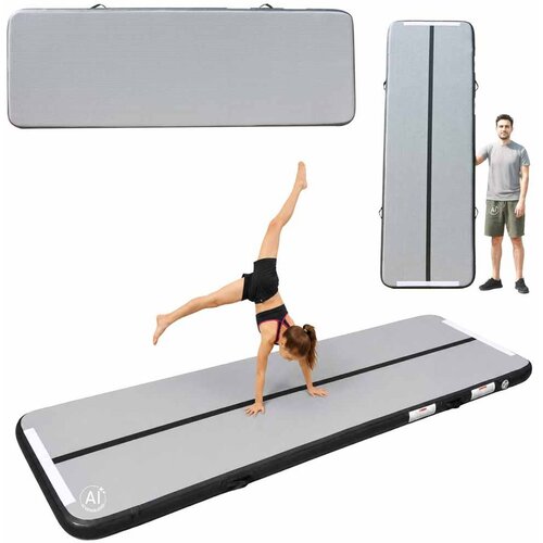  Gimnastička strunjača na napuhavanje s pumpom, 300 &amp;times; 100 &amp;times; 10 cm, siva Slike