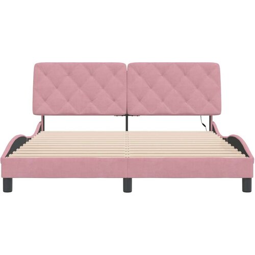 VidaXL Okvir kreveta s LED svjetlima ružičasti 160 x 200 cm bar&amp;scaron;unasti Slike