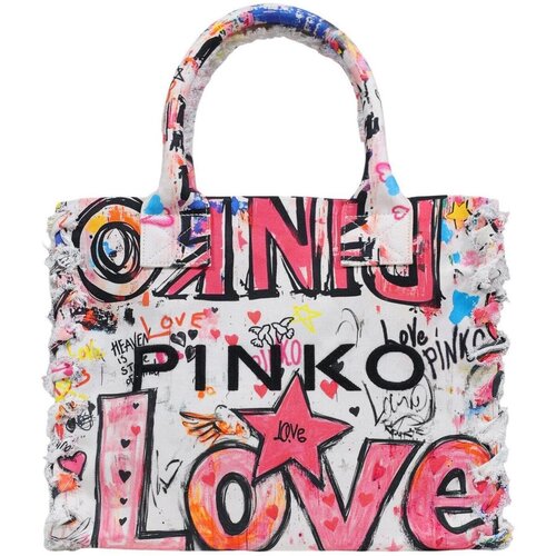 Pinko Torbe BEACH SHOPPER CANVAS STAMPA GR 106673 A3B6 Bela Cene
