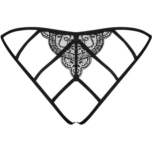 Obsessive miamor - mrežasti, otvoreni ženski donji dio od čipke (crni) - l/xl Slike
