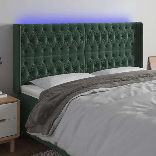  LED posteljno vzglavje temno zeleno 203x16x118/128 cm žamet, (20932107)