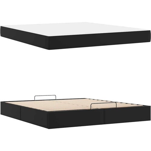 VidaXL Okvir kreveta s madracem Crna 180 x 200 cm Umjetna koža Slike