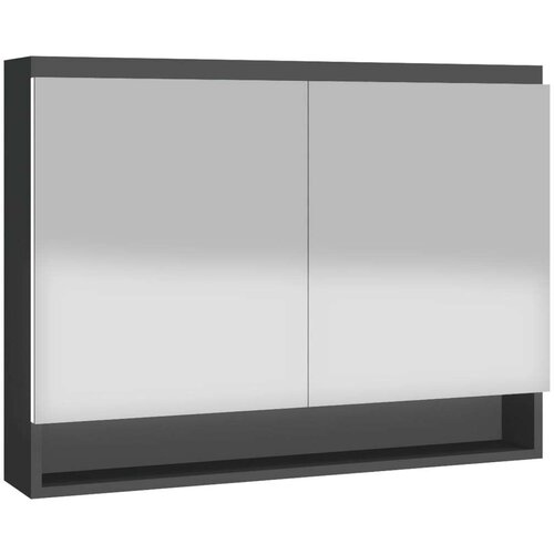 VidaXL kupaonski ormarić s ogledalom 80 x 15 x 60 cm MDF antracit Slike