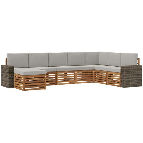 vidaXL Zunanja garnitura za sedenje 8 pcs Naravna in svetlo siva, (5000282262) Cene