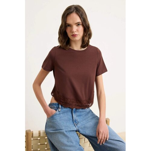 TRENDYOLMILLA Ženska majica TWOSS26TS00224, Braon Cene