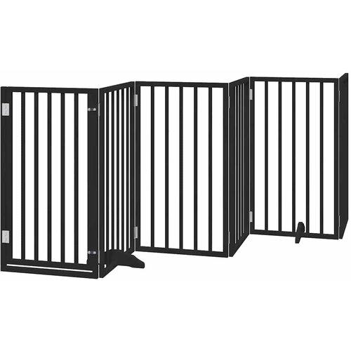  Vrata za pse s vrata&amp;scaron;cima 6 panela sklopiva 300 cm drvo topole Crna 50 x 90 x 2 cm Slike