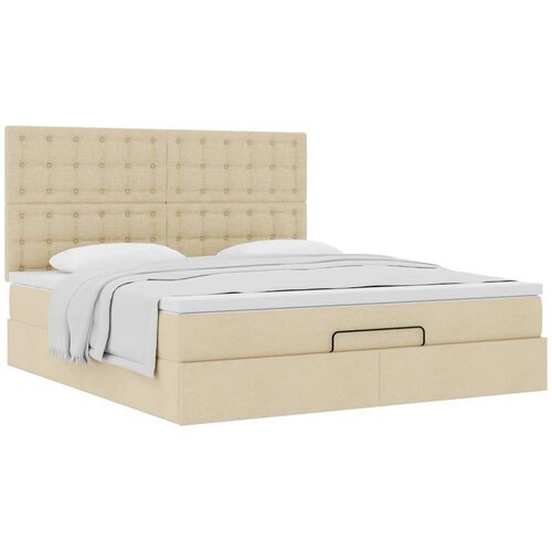 VidaXL Otomanski krevet s madracem krem 180x200cm od tkanine Slike