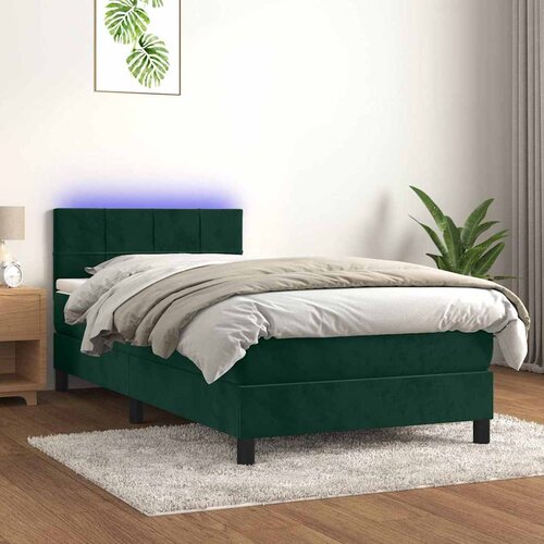  box spring s madracem LED tamnozeleni 90x200 cm bar&scaron;un Cijene