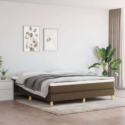  Box spring postelja z vzmetnico temno rjava 160x200 cm blago Slike