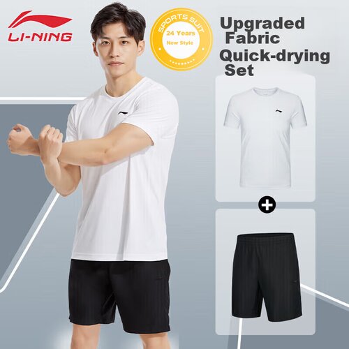 Li-Ning Mu&amp;scaron;ki set, Majica i &amp;scaron;orts, Crno-beli Slike