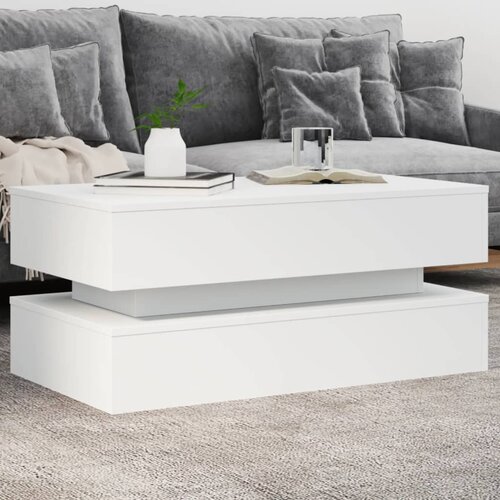 vidaXL Klubska mizica z LED lučkami bela 90x50x40 cm Cene