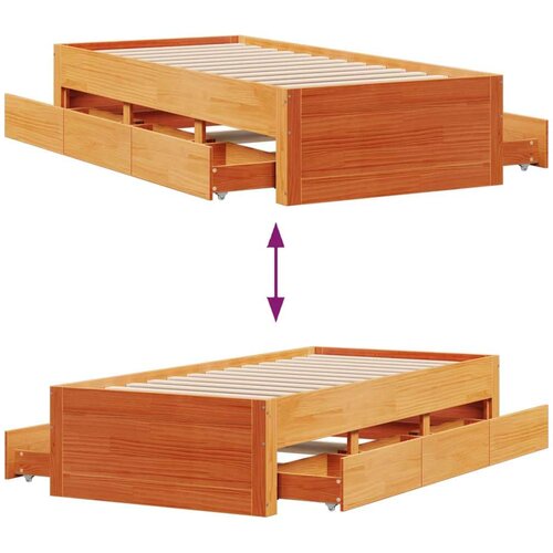 VidaXL Okvir kreveta bez madraca s ladicama 90 x 200 cm od borovine Slike