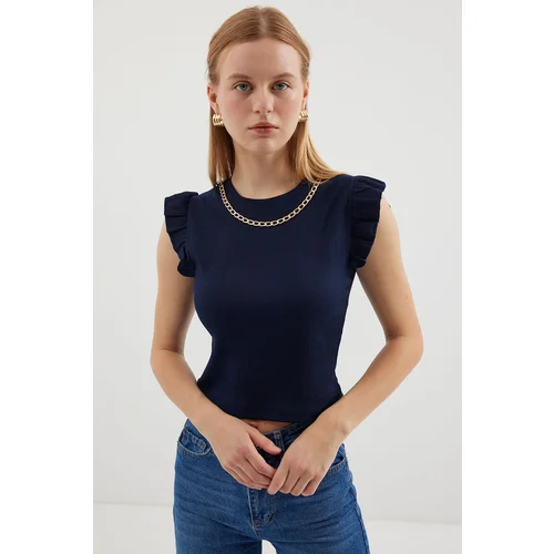 Bigdart 0430 Knitted Blouse - Navy Blue