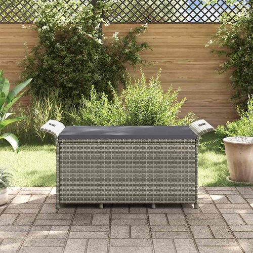  Vrtna klupa s jastukom siva 116 x 46 x 57 cm od poliratana Slike