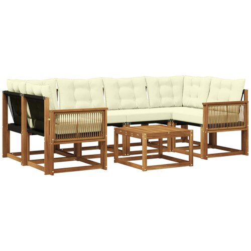 vidaXL Zunanja garnitura za sedenje z blazino 7 pcs Naravna in smetana, (5000273580) Cene