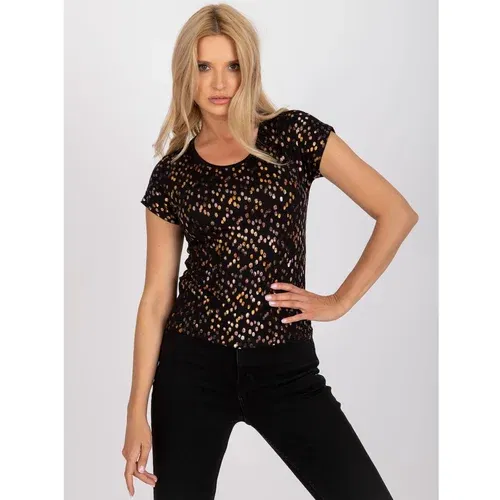 Fashion Hunters Black viscose patterned t-shirt