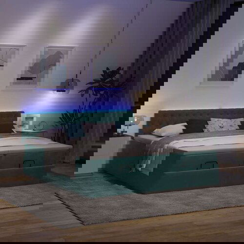  Otomanski posteljni okvir z vzmetnicami zelen 160x200 cm žamet, (21653198) Cene