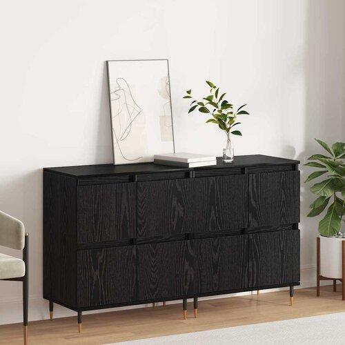 VidaXL Komode 2 pcs Crni hrast 120 x 35 x 70 cm Konstruirano drvo Slike