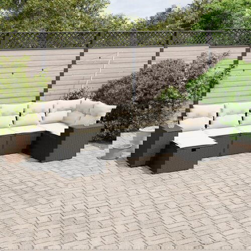 vidaXL 7-dijelni set vrtnih sofa od poliratana s jastucima crni Cijene