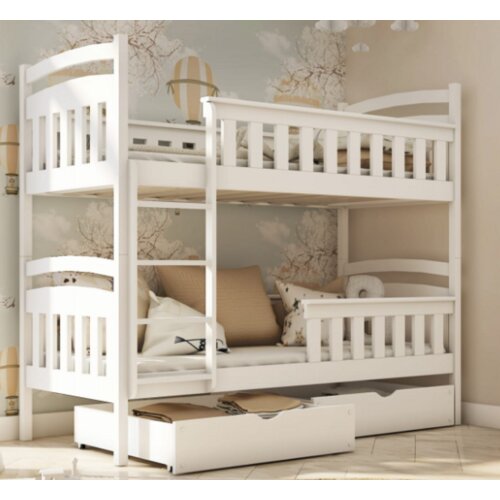 Harry drveni dečiji krevet na sprat sa fiokom - beli - 190x90 cm 5QX4JNA Slike