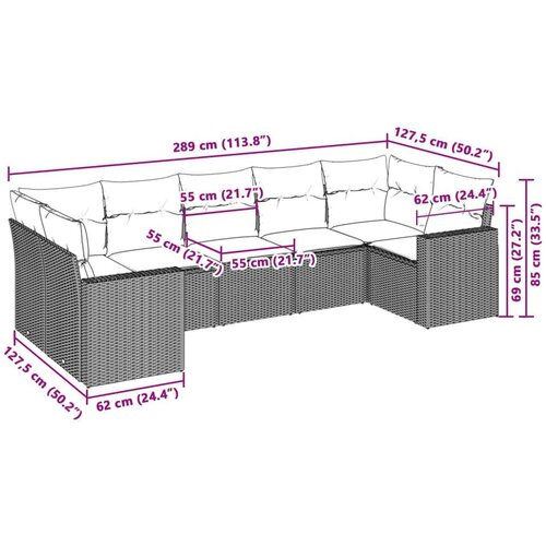 vidaXL 7-dijelni set vrtnih sofa svjetlosivi od poliratana Cijene
