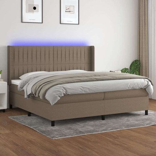vidaXL Krevet box spring s madracem LED smeđesivi 200x200 cm tkanina Cijene