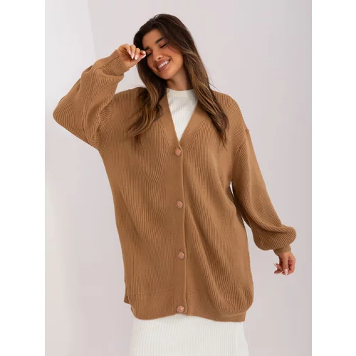 Fashion Hunters Camel Oversize Cardigan with Buttons